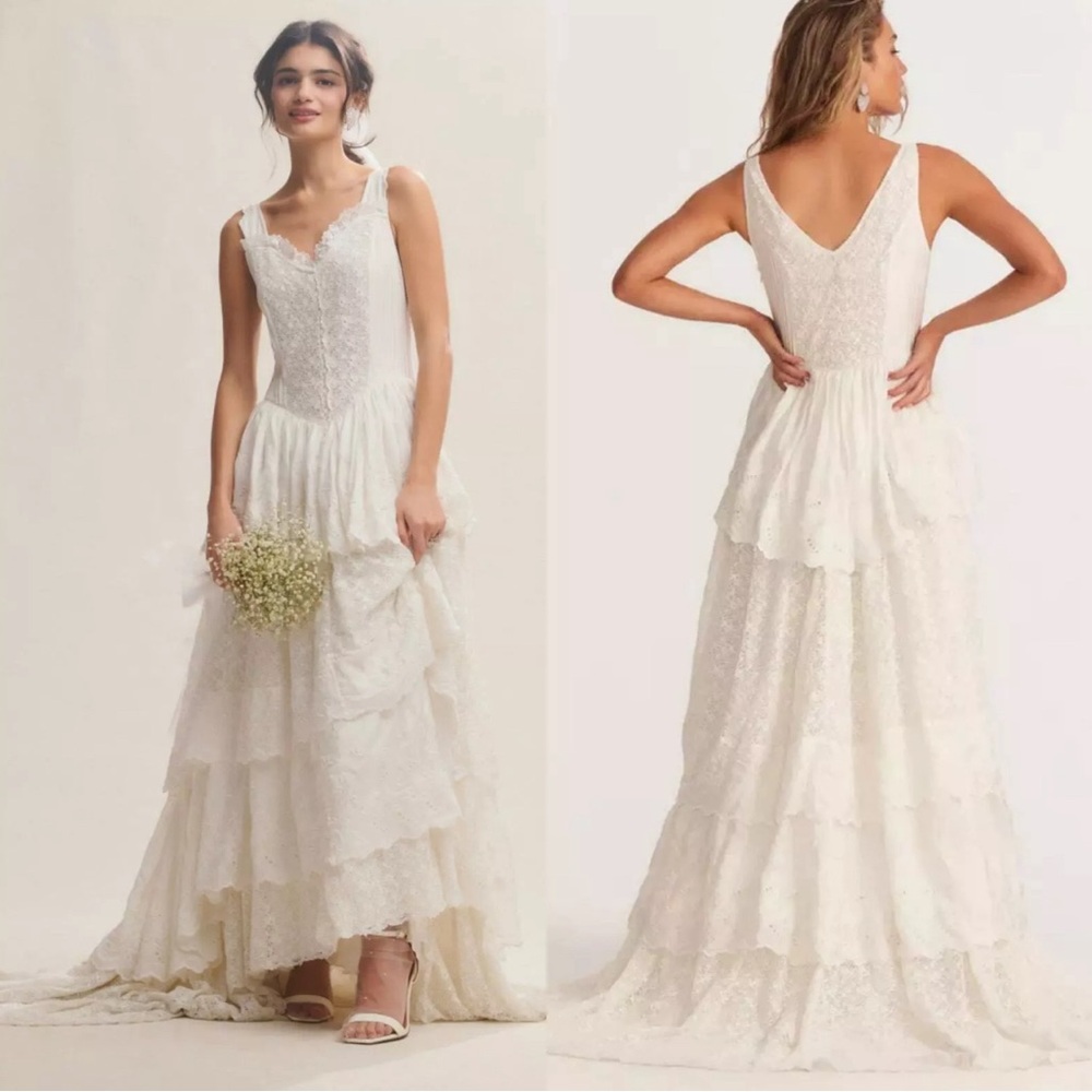 LoveShackFancy Women's NWT Sarabi Wedding Gown True White - Size 0  $1695